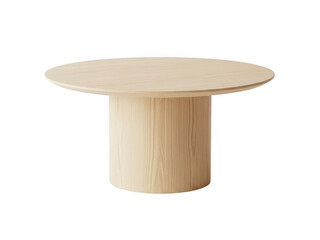 Modern round wooden table isolated on transparent background