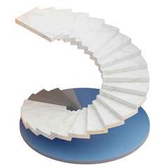 3d rendered spiral staircase with colorful base