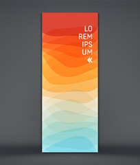Vertical banner or stand for conference. Translucent wavy background. Color gradient. Sliced ​​effect. Vector for brochure, poster, cover, postcard, presentation, flyer, or banner.