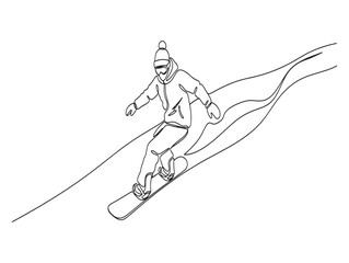 Fototapeta premium A skier in motion on a snowy slope with skis and poles