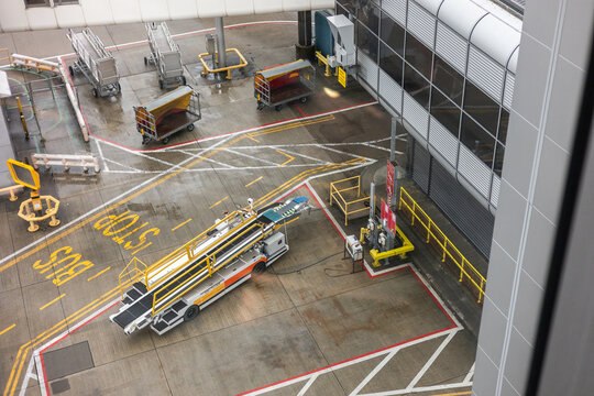 image of suitcase transport at an airport
