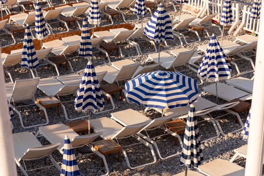 Blue and White Umbrellas