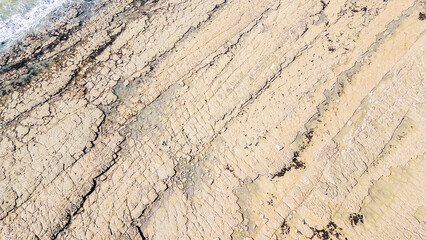Drone view of Ragounite beach in Jard sur Mer, Vendee, France on a spring day