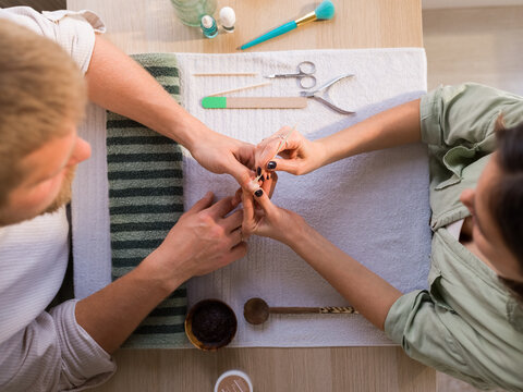 Professional manicure session 