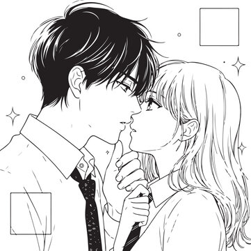 Couple with Wet Hair After Bath Kiss Art