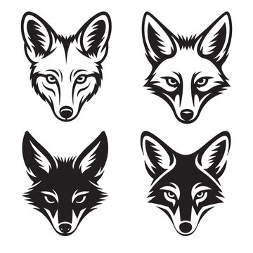 Modern jackal face icons line art silhouette vector illustration artwork