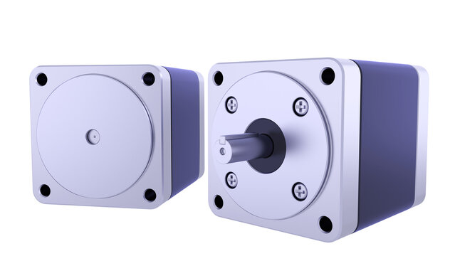 AC servo motors for CNC - Industrial Brushless Stepper motors. 3D rendering isolated on white background. Ideal for professionals, educational, engineering, and industrial design.