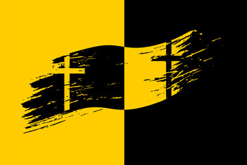 Abstract Christian Cross with Brush Stroke Effect on Split Background