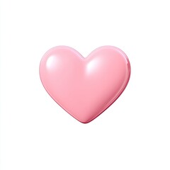 3D-rendered pink heart, glossy and smooth, isolated on a white background