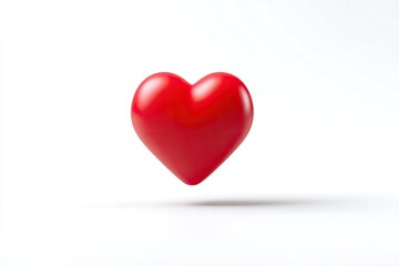 A vibrant, glossy 3D heart floats against a pristine white background