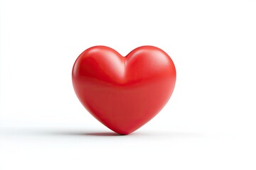 Glossy red heart on a white background, suggesting romance and affection