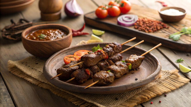 Bihari Kebab &ndash; Authentic Bihari Spiced Grilled Meat - Traditional Indian Food Photography