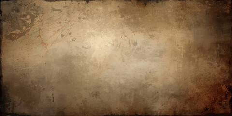 A dark and textured old grunge wall background featuring a brown vintage parchment pattern with an aged, rough paper effect for a retro antique backdrop design