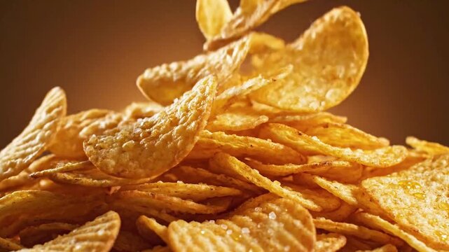 Crispy Potato Chips with Salt, snack food concept