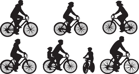 Obraz premium Diverse group of people riding bicycles in a variety of styles and poses.