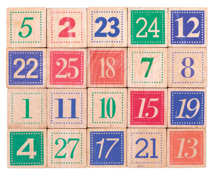 Number Block Background Made from Old Wooden Alphabet Blocks.