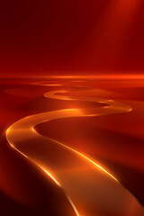 Golden light road with red hills