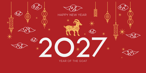 2027 Happy New Year Celebration Design, Vector Illustration.
