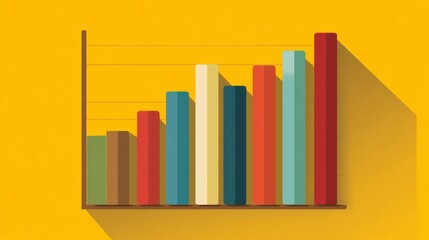 Colorful Bar Graph Illustration Against Bright Yellow Background Representing Data Visualization and Analytical Growth Concepts