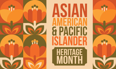 Asian American and Pacific Islander Heritage Month. Celebrated in the United States in May. It celebrates the culture, traditions and history. Poster, card, banner. Vector illustration © scoutori
