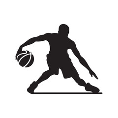 Naklejka premium basketball crossover vector silhouette clip art logo design illustration. abstract basketball icon collection