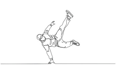 Single continuous line drawing of young energetic hip-hop dancer. Urban generation lifestyle concept. Trendy one line draw graphic design vector illustration