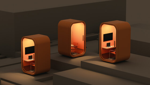 Booth for private work and video calls in modern office space