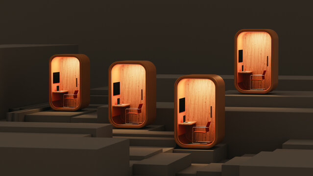 Booth for private work and video calls in modern office space