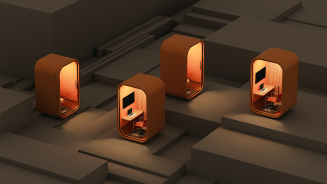 Booth for private work and video calls in modern office space