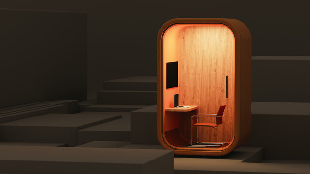 Booth for private work and video calls in modern office space