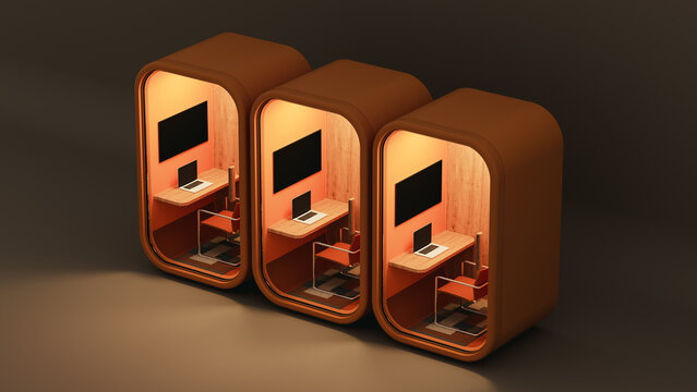 Booth for private work and video calls in modern office space