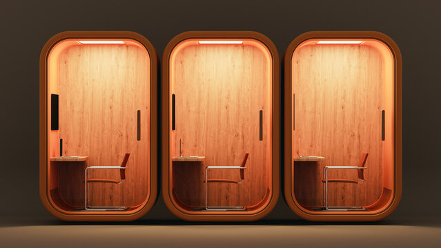Booth for private work and video calls in modern office space