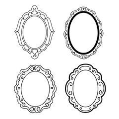 outline Collection of Ornate Oval Frames