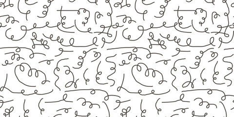 Fototapeta premium Seamless pattern with linear doodles in hand drawn style.Element for decoration design mail posts postcards poster print invitation background backdrop wrapping wallpaper banner textile