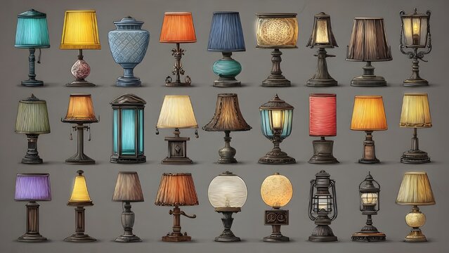 set of lamps, ai generated