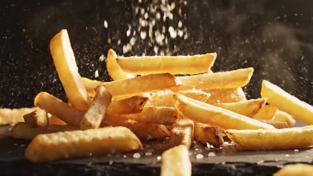 Golden French Fries with Salt, fast food snack concept