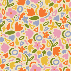 Cute Folk Floral Seamless Pattern
