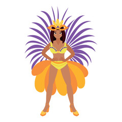 Woman In Carnival Costume Illustration. White background, isolated	