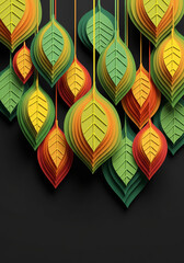 digital illustration of abstract layered leaves in paper cut style 