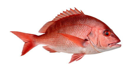 Fototapeta premium Isolated Red Snapper fish, an edible marine predator, prized as a popular food fish Png