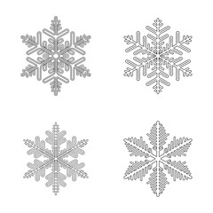 Set of snowflakes isolated on transparent background