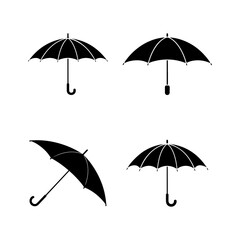 Set of umbrellas isolated on transparent background