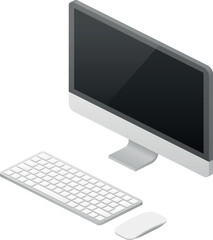 Fototapeta premium Desktop pc isometric icon. Office workplace technology
