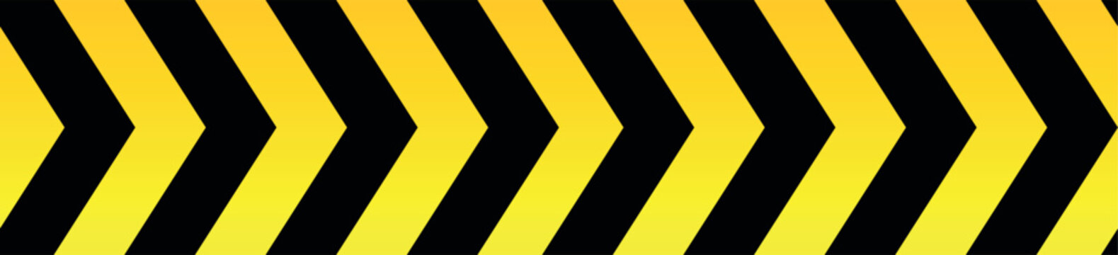 Construction tape. Black arrow yellow safety barrier