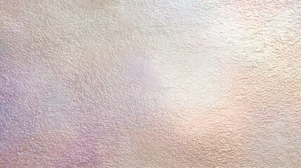 Iridescent textured surface background presenting an abstract grainy pattern with soft pastel light reflections and a shimmering metallic effect