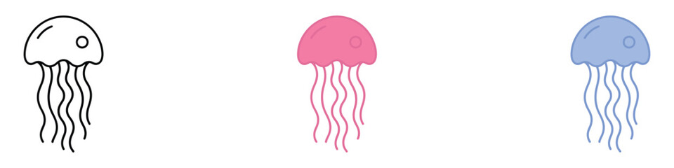 Jellyfish icon vector. Jelly fish nature and aquatic animal symbol set. Vector illustration. © Graphinest