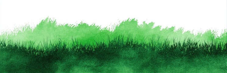 An abstract image of watercolor green grass against a white background