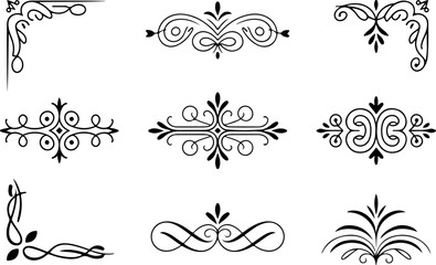Elegant Vintage Ornamental Flourish & Royal Design Elements Vector Set