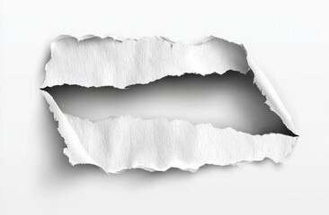 White paper torn to reveal dark space with ragged edges, highlighting texture and light
