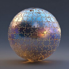 puzzle globe on blue background